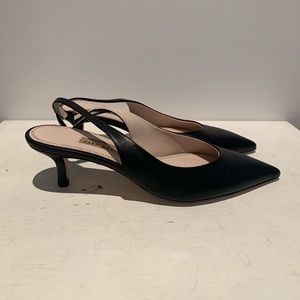 ZARA black sling back kitten heels